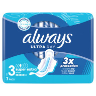 Always Podpaski Ultra Super Extra (rozmiar 3) Podpaski ze skrzydełkami, x 7]
