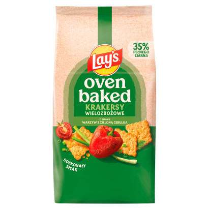 Lay's Oven Baked Krakersy wielozbożowe o smaku warzywa z zieloną cebulką 80 g