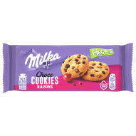 Milka Pieguski Choco Cookies Raisins Ciasteczka z kawałkami czekolady mlecznej i rodzynkami 135 g