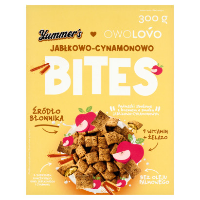 Yummer's Owolovo Jabłkowo-cynamonowo Poduszki zbożowe z kremem o smaku jabłkowo-cynamonowym 300 g