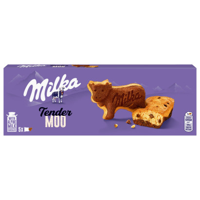 Milka Tender Moo, ciastko biszkoptowo – kakaowe z kawałkami mlecznej czekolady - 140 g