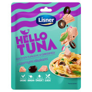 Lisner Hello Tuna Soczysty tuńczyk w dressingu z czarnymi oliwkami 85 g