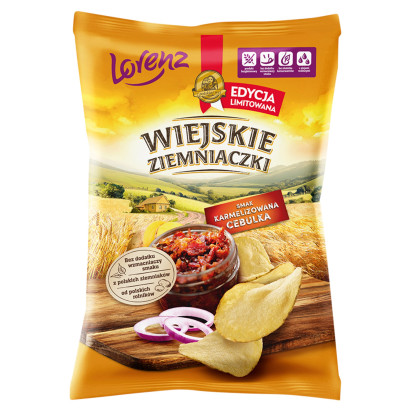 Wiejskie Ziemniaczki Chipsy ziemniaczane smak karmelizowana cebulka 130 g