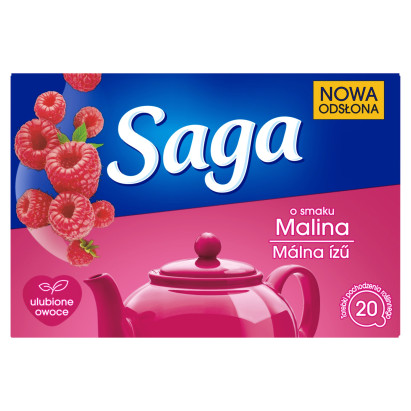 Saga Herbatka owocowa aromatyzowana o smaku malina 34 g (20 torebek)
