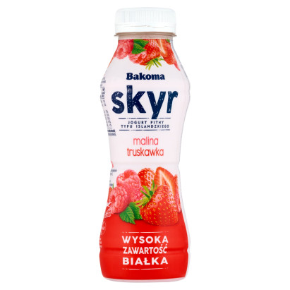 Bakoma Skyr jogurt pitny typu islandzkiego malina truskawka 300 g