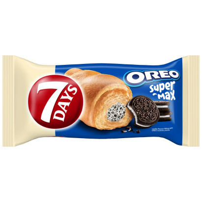 7Days Croissant rogalik z nadzieniem o smaku waniliowym z kawałkami kakaowych ciastek - 98 g
