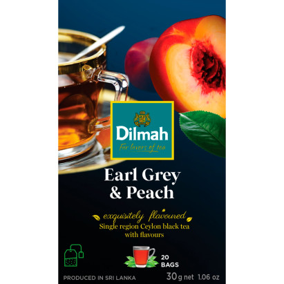 Dilmah Cejlońska herbata czarna aromatyzowana earl grey i brzoskwinia 30 g (20 x 1,5 g)