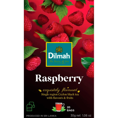 Dilmah Cejlońska herbata czarna aromatyzowana malina 30 g (20 x 1,5 g)