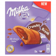 Milka Crunchy Break Ciastka kakaowe z nadzieniem orzechowym i czekoladą mleczną 130 g (5 x 26 g)