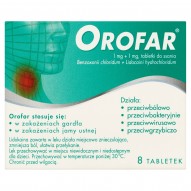 Orofar 1 mg + 1 mg Tabletki do ssania 8 tabletek