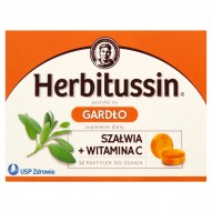 Herbitussin Szałwia + witamina C Pastylki na gardło Suplement diety 12 pastylek