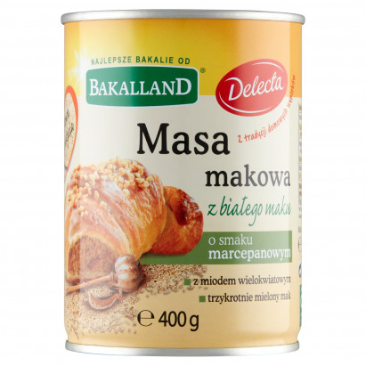 Bakalland Masa makowa z białego maku o smaku marcepanowym 400 g