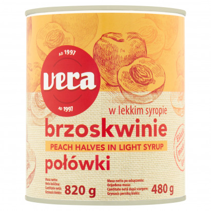 Vera Brzoskwinie połówki w lekkim syropie 820 g