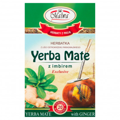 Malwa Exclusive Herbatka Yerba Mate z imbirem 40 g (20 x 2 g)