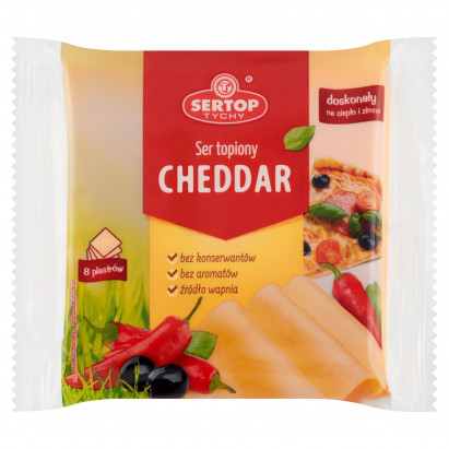 Sertop Tychy Ser topiony w plastrach cheddar 130 g (8 sztuk)