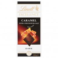 Lindt Excellence Gorzka czekolada z chrupiącymi kawałkami karmelu i odrobiną soli morskiej 100 g