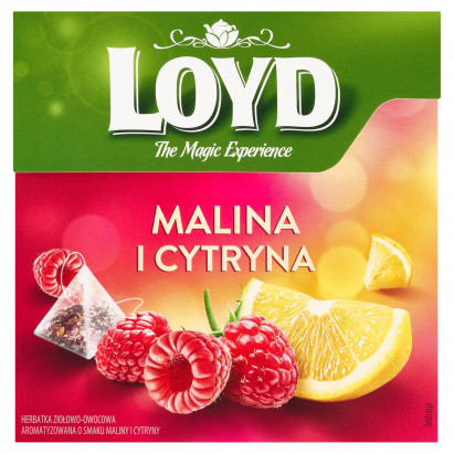 Loyd Herbatka ziołowo-owocowa aromatyzowana o smaku maliny i cytryny 40 g (20 x 2 g)