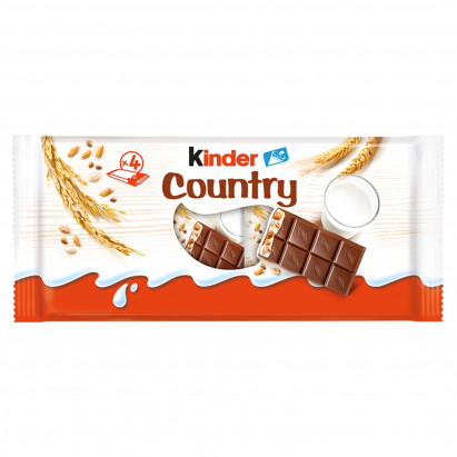 Kinder Country Czekolada mleczna z nadzieniem mlecznym i zbożami 94 g (4 sztuki)