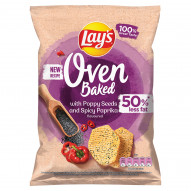Lay's Oven Baked Pieczone formowane chipsy ziemniaczane z makiem o smaku ostrej papryki 110 g
