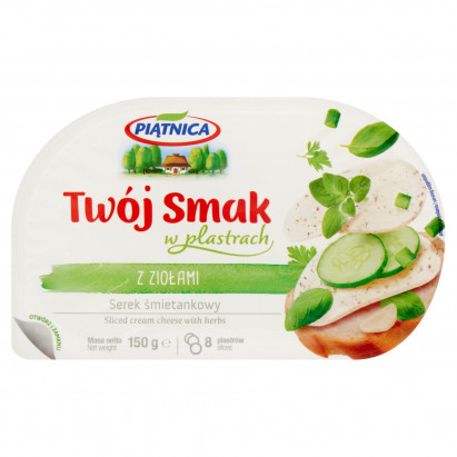 Piątnica Twój Smak Serek śmietankowy w plastrach z ziołami 150 g