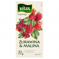 Vitax Inspiracje Herbatka owocowo-ziołowa aromatyzowana o smaku żurawiny i maliny 40 g (20 x 2 g)