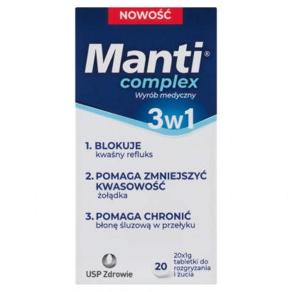 Manti Complex Wyrób medyczny tabletki do rozgryzania i żucia 3w1 20 x 1 g